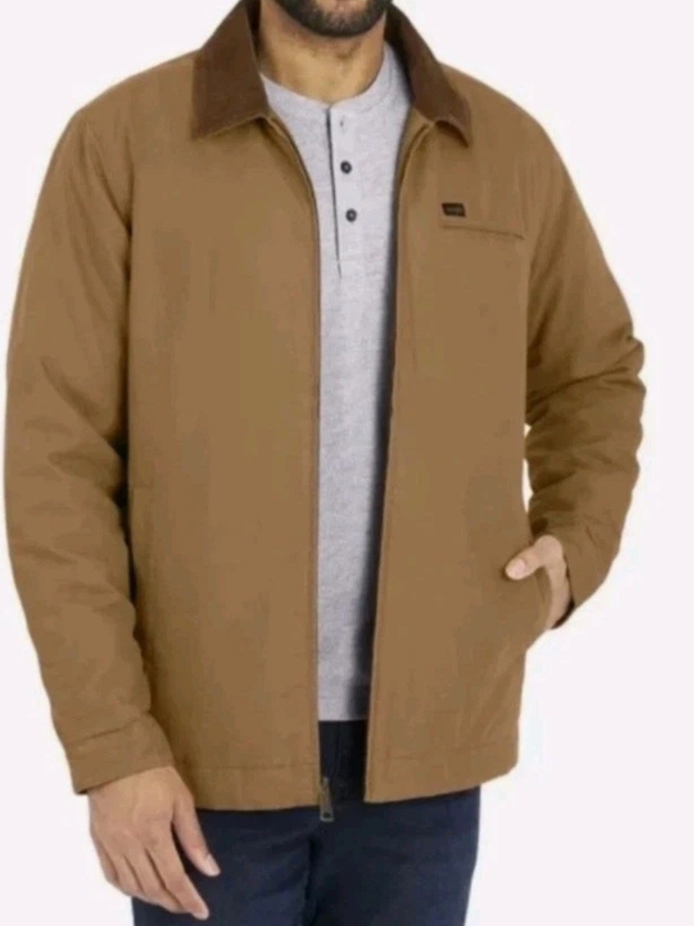 Men's Canvas Workwear Jacket with Corduroy Collar Size XL